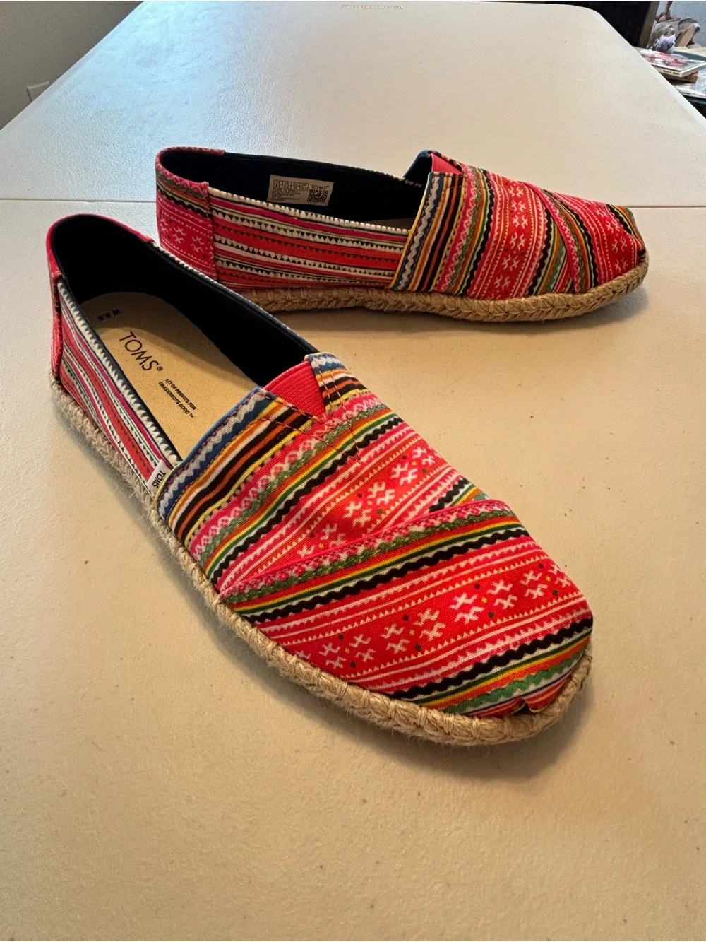 TOMS Women’s Red Multicolor Striped Espadrilles 8.5
